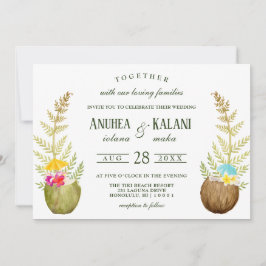 Invitación Elegante Boda Tropical Floral de Hawaii Beach