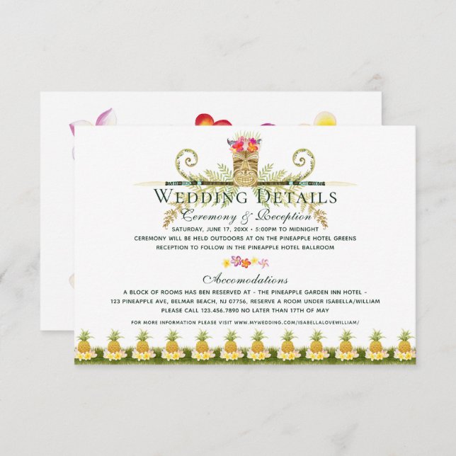 Invitación Elegante Boda tropical floral detalles (Anverso / Reverso)