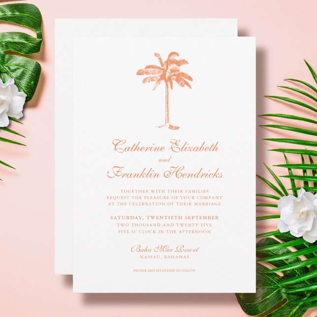 Invitación Elegante Boda Tropical Palm Tree (Subido por el creador)
