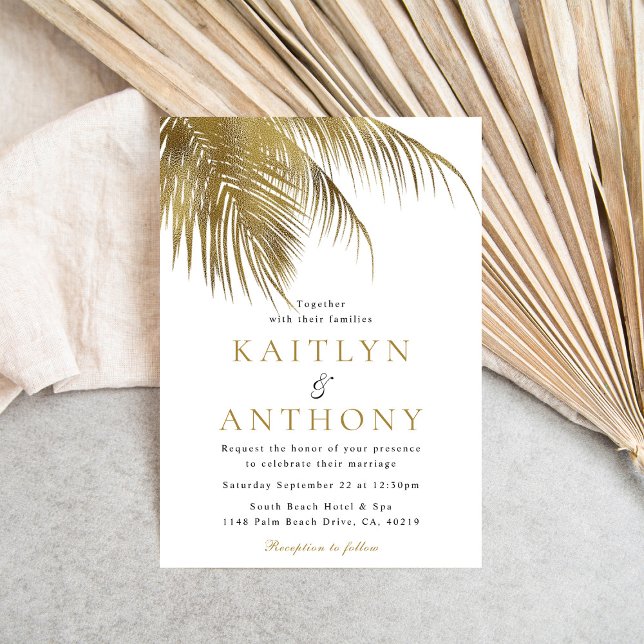 Invitación Elegante Boda Tropical Palm Tree Beach (Subido por el creador)