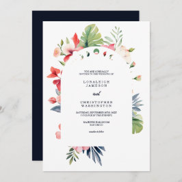 Invitación Elegante Boda tropical romántico arca floral