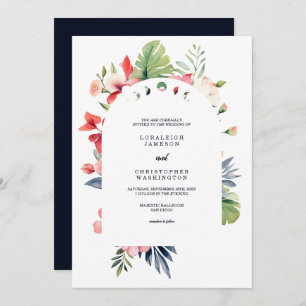 Invitación Elegante Boda tropical romántico arca floral