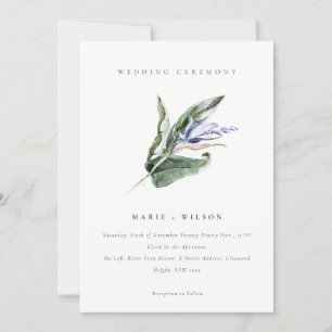 Invitación Elegante Boda tropical tropical espantoso azul flo