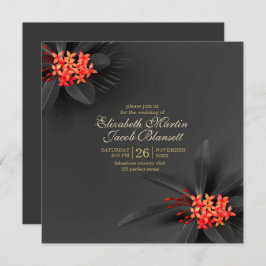 Invitación Elegante Boda tropical tropical floral oscuro