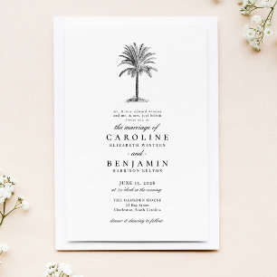 Invitación Elegante Boda Tropical Vintage Palm Tree