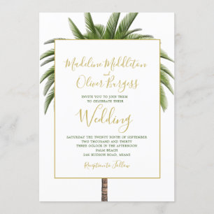 Invitación Elegante Boda trópico moderno con estilo Palm Tree