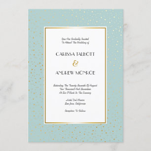 Invitación Elegante Boda Twinkle Stars Pastel Mint Gold