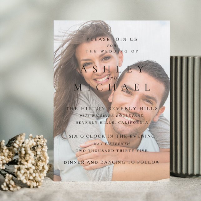 Invitación Elegante Boda Vellum de lujo negro y blanco (Your Dream Wedding Awaits! Invite in Style 🌹💒 [Customize Your Invite])
