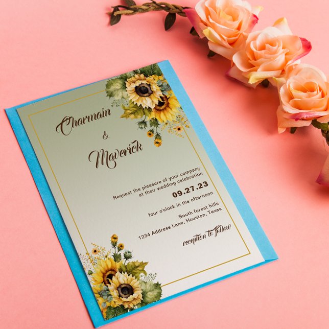 Invitación Elegante Boda veraniego verde de sabores de giraso (Subido por el creador)