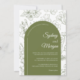 Invitación Elegante Boda verde azulado botánico floral