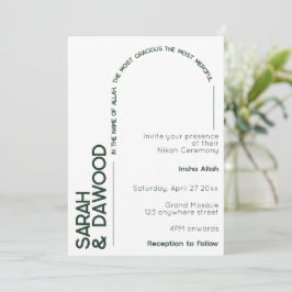 Invitación Elegante Boda verde blanco musulmán Minimalista
