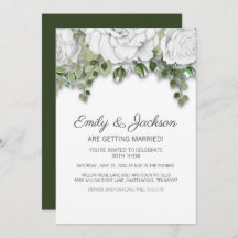 Elegante Boda Verde con flores dibujadas de mano b