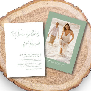 Invitación Elegante Boda verde con letras de salvia