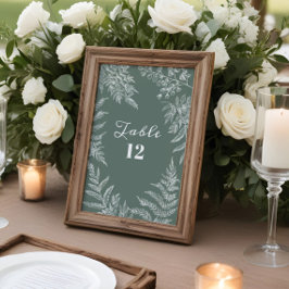 Invitación Elegante Boda verde de hoja de hierro Sage números