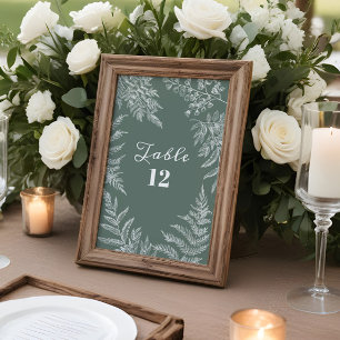 Invitación Elegante Boda verde de hoja de hierro Sage números