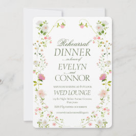 Invitación Elegante Boda verde de la cena de ensayo