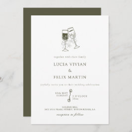 Invitación Elegante Boda verde de madera de oliva