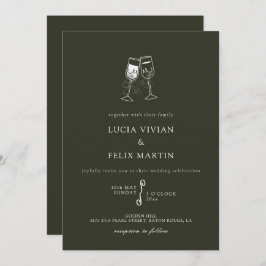 Invitación Elegante Boda verde de madera de oliva