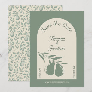 Invitación Elegante boda verde de miedos salva la fecha