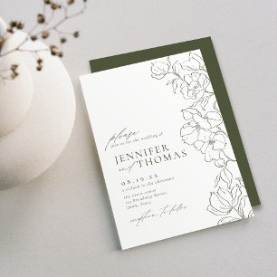 Invitación Elegante boda verde de salvia floral a mano