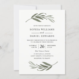 Invitación Elegante Boda Verde deja todas las estaciones