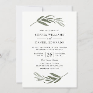 Invitación Elegante Boda Verde deja todas las estaciones
