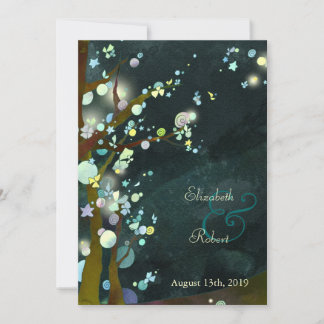 Invitación Elegante Boda Verde del Bosque del Árbol