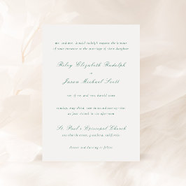 Invitación Elegante Boda Verde Esmeralda Limpio