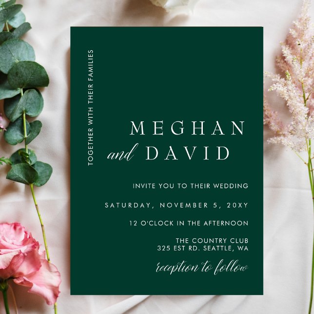 Invitación Elegante Boda verde esmeralda moderno simple (Subido por el creador)