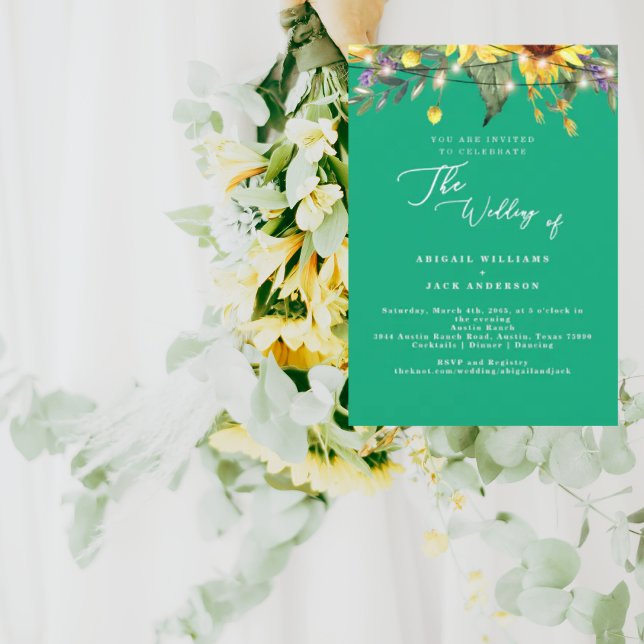 Invitación Elegante Boda verde girasol (Subido por el creador)