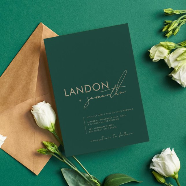 Invitación Elegante Boda verde Minimalista moderno (Subido por el creador)