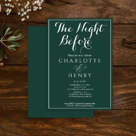 Invitación Elegante Boda Verde Mínimo La Noche Anterior