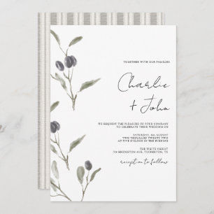 Invitación Elegante Boda verde oliva