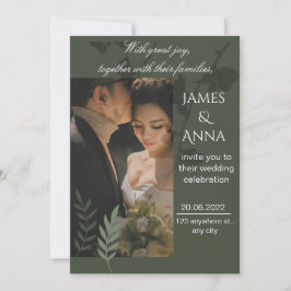 Invitación Elegante boda verde oliva personalizable 