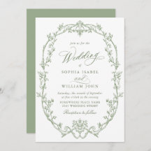 Elegante Boda Verde Ornate Ornate Floral Sage