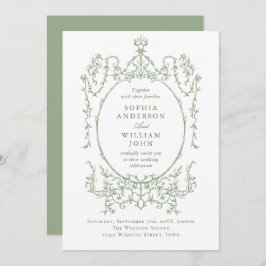 Invitación Elegante Boda Verde Ornate Ornate Floral Sage