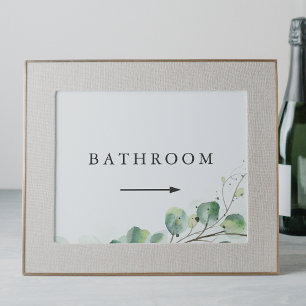 Invitación Elegante Boda verde Rótulo de baño con flecha der
