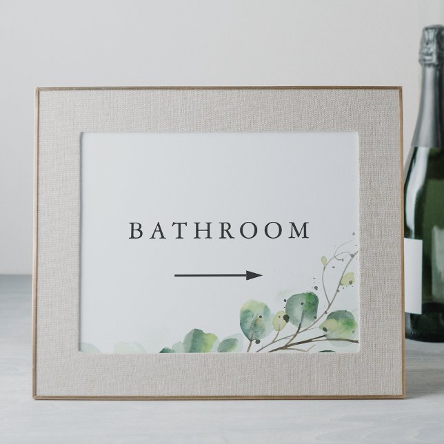 Invitación Elegante Boda verde  Rótulo de baño con flecha der (Subido por el creador)