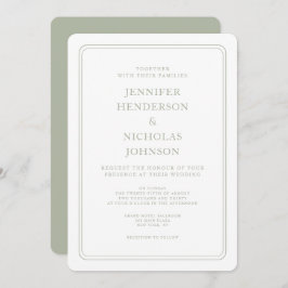 Invitación Elegante Boda verde sabio formal