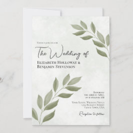 Invitación Elegante Boda verde sabio moderno con hojas de alt