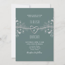 Invitación Elegante Boda Verde Salvia