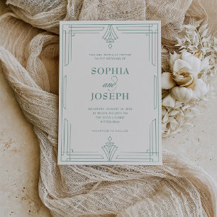 Invitación Elegante Boda Verde Salvia y Marfil Suave
