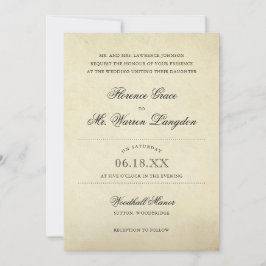 Invitación Elegante Boda victoriano de papel de época beige