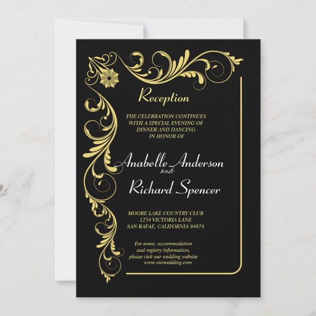 Invitación Elegante Boda victoriano de recepción (Anverso)