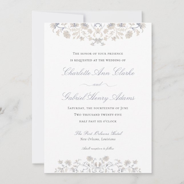 Invitación Elegante Boda victoriano vintage floral (Anverso)