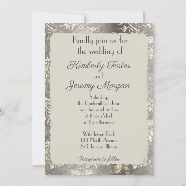 Invitación Elegante Boda Vintage (Anverso)