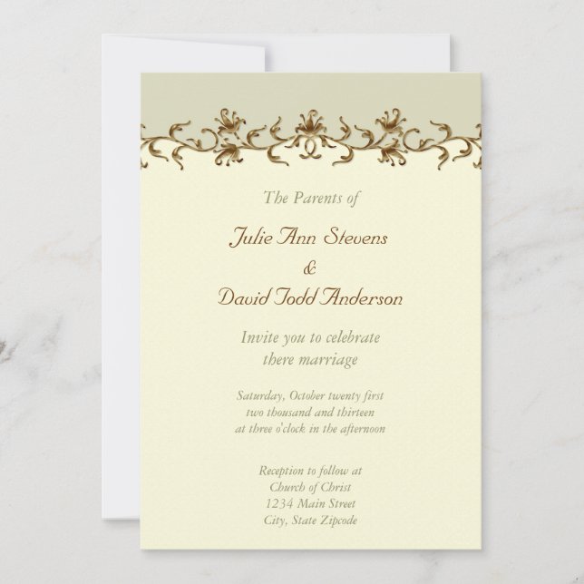 Invitación Elegante Boda Vintage (Anverso)