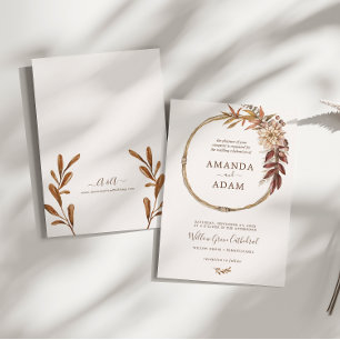 Invitación Elegante Boda Vintage Boho Autumn Watercolor