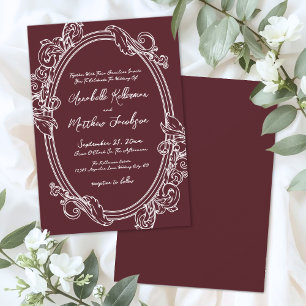 Invitación Elegante Boda Vintage Burgundy
