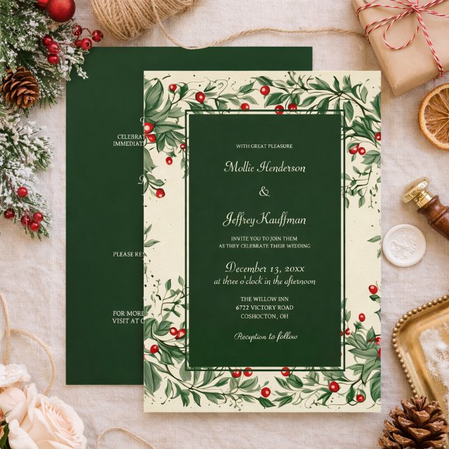 Invitación Elegante Boda Vintage de Acebo (Subido por el creador)